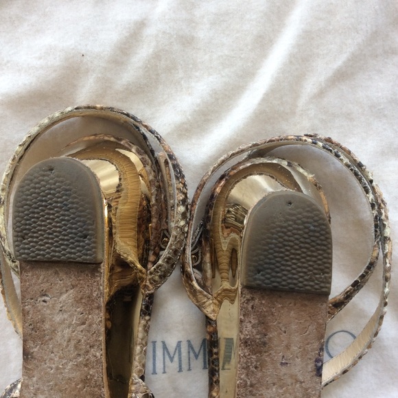 Like new-JIMMY CHOO SNAKE SKIN SANDALS - Picture 6 of 7